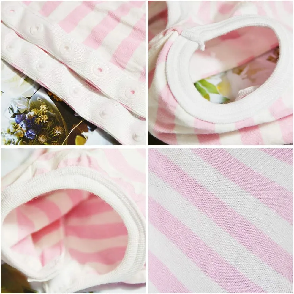 Dog’s Recovery Suit Post Surgery Shirt for Puppy, Wound Protective Clothes for Little Animals Dogs Cats (Pink White Stripe-s)