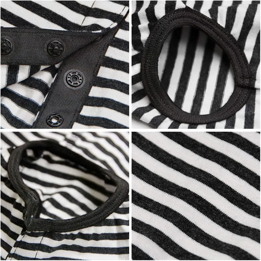Dog’s Recovery Suit Post Surgery Shirt for Puppy, Wound Protective Clothes for Little Animals(Black White Stripe-s)