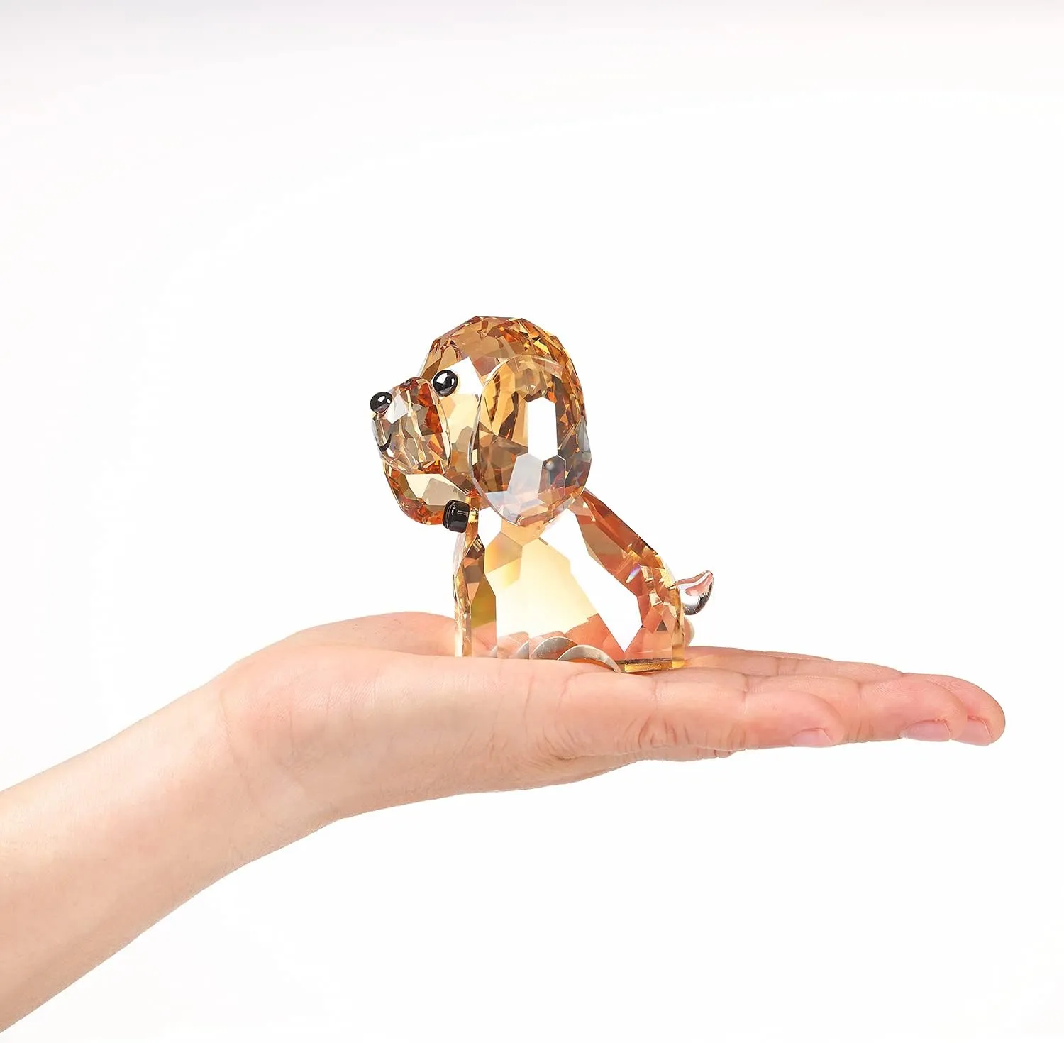 DOJOZ Crystal Dog Puppy Cute Valentines Day Sweet Gifts Figurine Collection Animal Collectible Ornament Lovely (Gold)