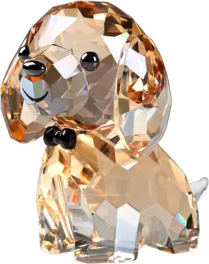 DOJOZ Crystal Dog Puppy Cute Valentines Day Sweet Gifts Figurine Collection Animal Collectible Ornament Lovely (Gold)
