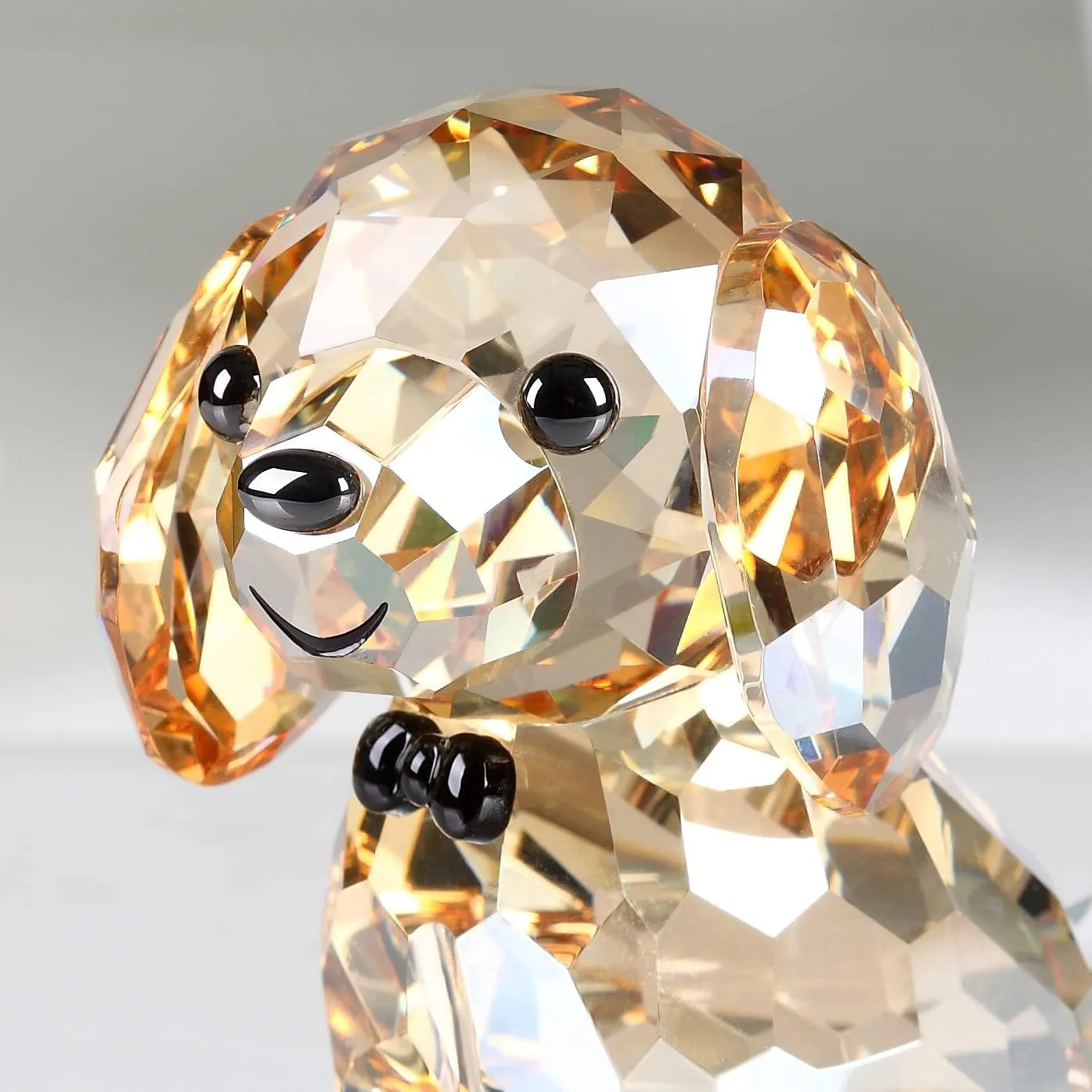 DOJOZ Crystal Dog Puppy Cute Valentines Day Sweet Gifts Figurine Collection Animal Collectible Ornament Lovely (Gold)