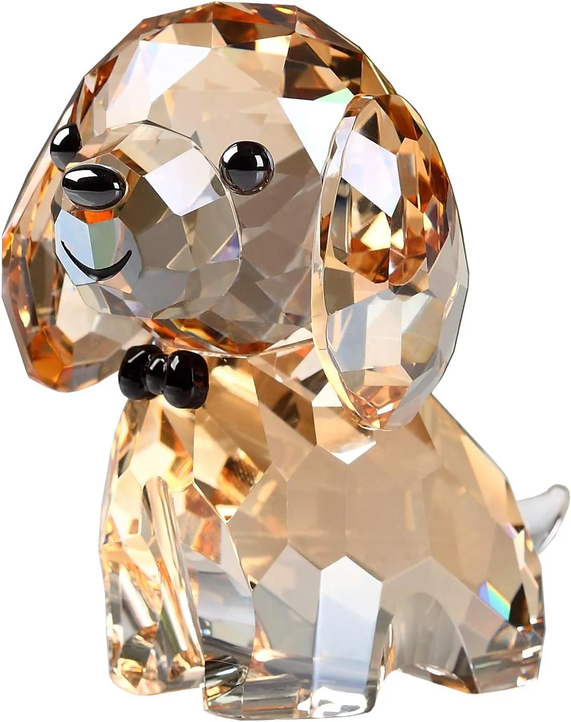 DOJOZ Crystal Dog Puppy Cute Valentines Day Sweet Gifts Figurine Collection Animal Collectible Ornament Lovely (Gold)