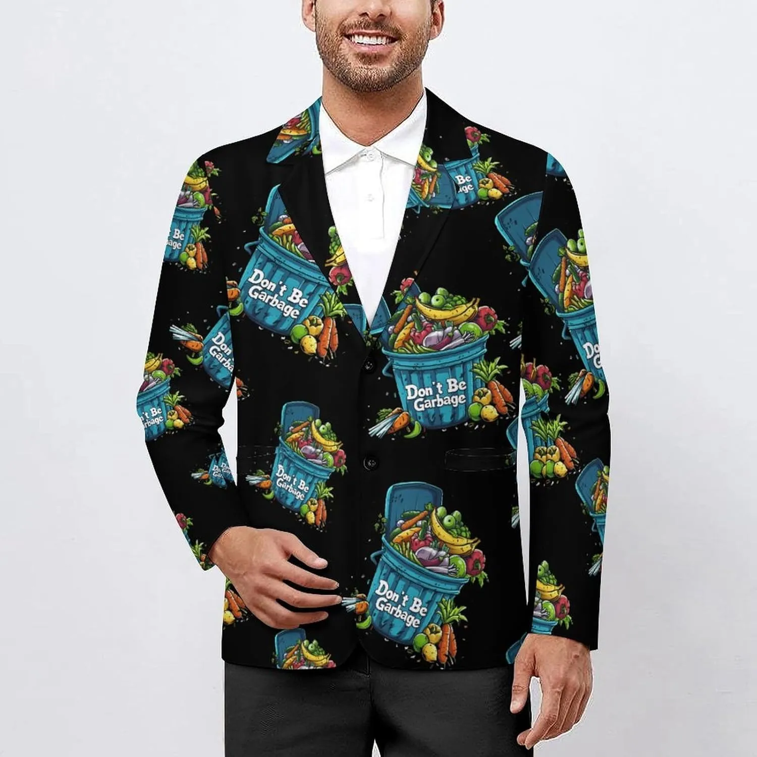 Don't Be Garbage Casual Suits Jackets for Men Two Buttons Business Coat Wedding Dinner Party