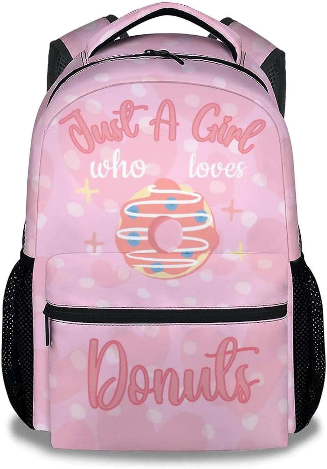 Donut Backpacks for Girls - 16 Inch Cute Backpack for School - Pink, Large Capacity, Durable, Lightweight Bookbag for Kids Travel