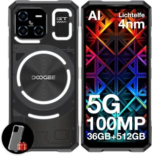 DOOGEE Blade GT Ultra 5G Rugged Smartphone with LED Light Effect, 36GB 512GB/2TB DDR5 Rugged Phone,4nm Dimensity D7300,6.72" FHD 120Hz, AI 100 32MP Android 14 Gaming Phones,Face & Finger ID/WIFI6