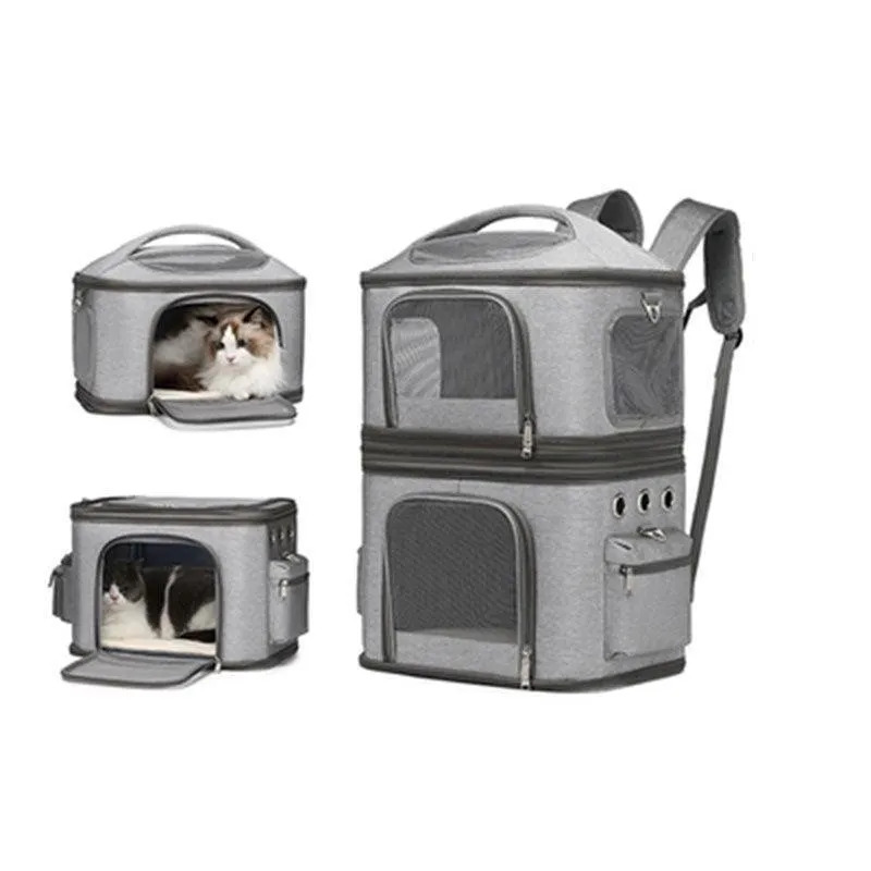 Double Layer Cat Carrier Bag With Wheels 4 Color Backpack