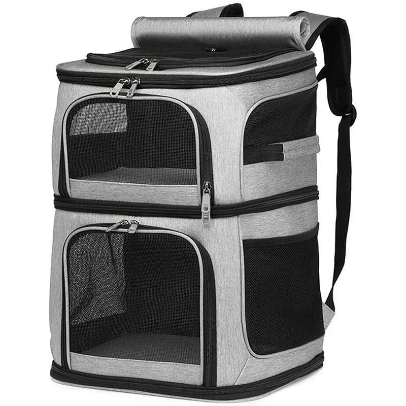 Double Layer Cat Carrier Bag With Wheels 4 Color Backpack