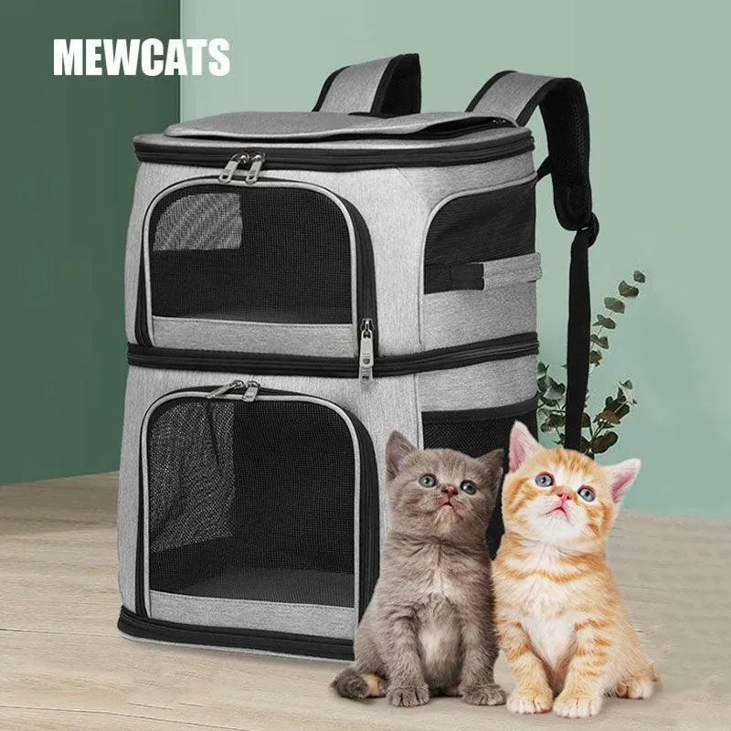 Double Layer Cat Carrier Bag With Wheels 4 Color Backpack