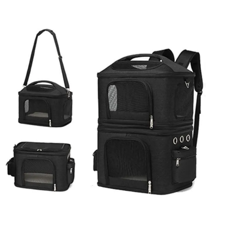 Double Layer Cat Carrier Bag With Wheels 4 Color Backpack