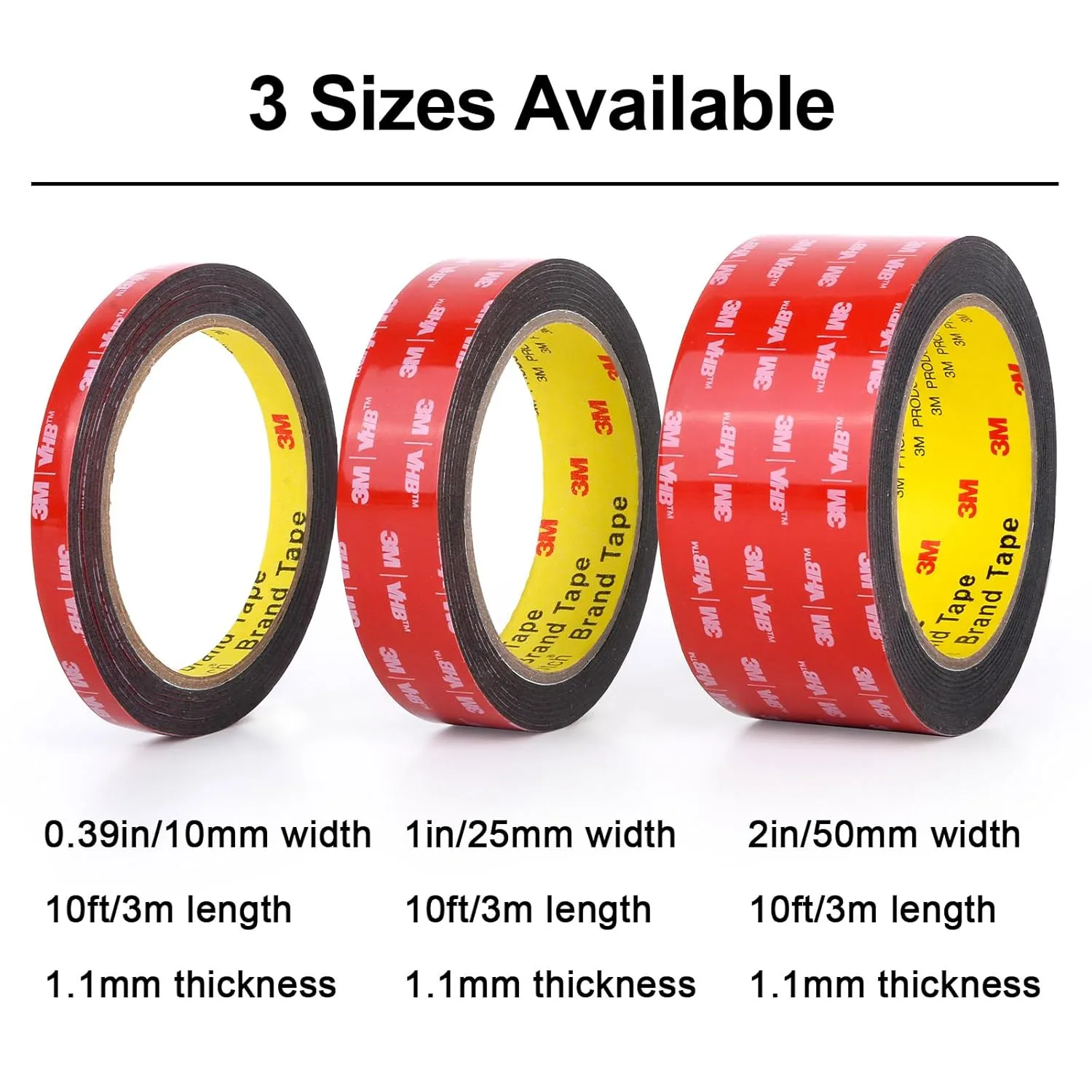 Double Sided Tape Heavy Duty Mounting Strong Adhesive Waterproof Foam Picture Hanging Strips Carpet Rug Gripper for LED Strip Light Indoor and Outdoor (2in X 10ft)