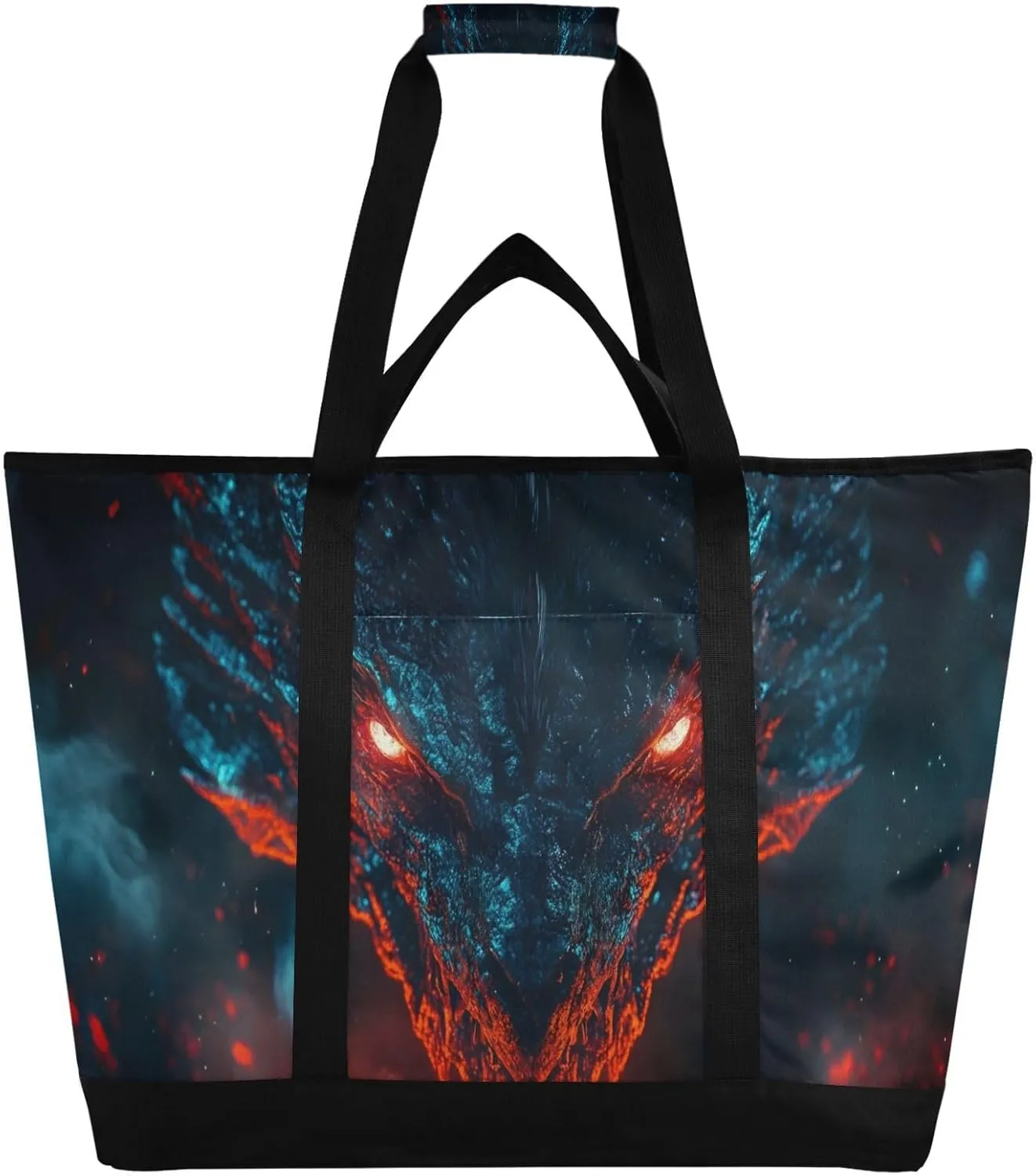 Dragon's Shining Eyes Reusable Insulated Lunchbox Cooler Bag, Leakproof Kitchen Grocery Bag Collapsible Portable Cooler Tote Bag for Picnic, Camping, Office, Travel