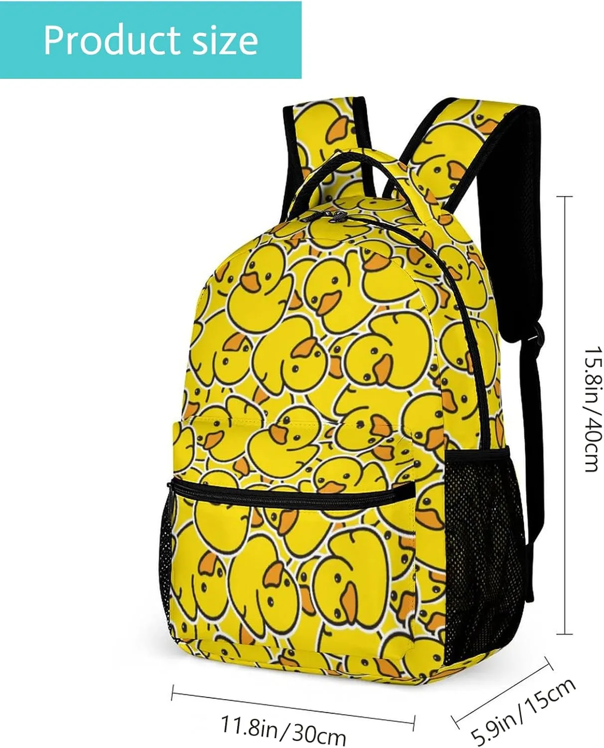 Duck Backpack, Cute Rubber Duck Backpack for Kids, Yellow Ducky Bookbag, Kawaii Backpack for School & Travel, Funny Animal Kids Backpack, Large 16 Inch Elementary Middle High School Backpack