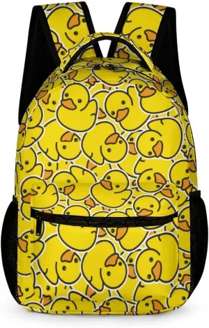 Duck Backpack, Cute Rubber Duck Backpack for Kids, Yellow Ducky Bookbag, Kawaii Backpack for School & Travel, Funny Animal Kids Backpack, Large 16 Inch Elementary Middle High School Backpack