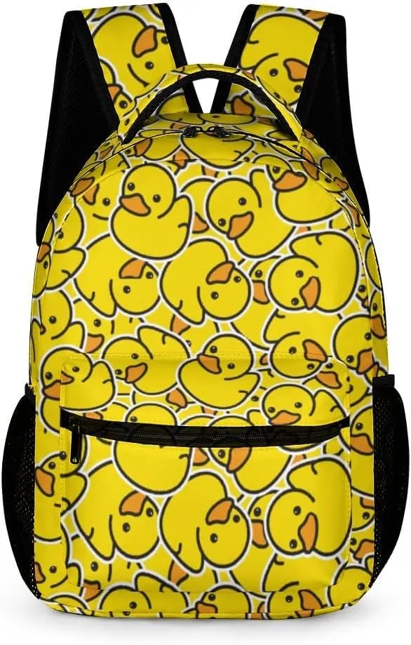 Duck Backpack, Cute Rubber Duck Backpack for Kids, Yellow Ducky Bookbag, Kawaii Backpack for School & Travel, Funny Animal Kids Backpack, Large 16 Inch Elementary Middle High School Backpack