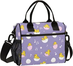 Duck Eggshell Pattern Large Lunch Box for Men Women Adults Insulated Lunch Bag Cooler Bag with Adjustable Shoulder Strap for Work Picnic Travel
