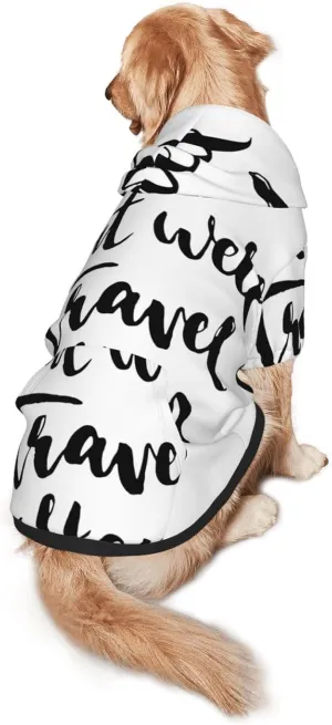 eat Well Travel Often Dog Hoodie Soft and Warm Dog Hoodie Sweater with Leash Hole and Pocket Dog Winter Sweatshirt Warm Pet Clothes for Medium Large Dogs