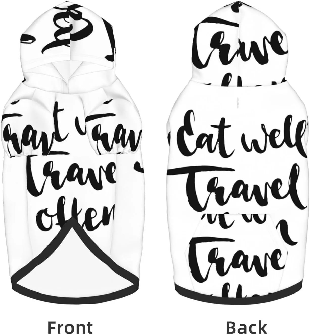 eat Well Travel Often Dog Hoodie Soft and Warm Dog Hoodie Sweater with Leash Hole and Pocket Dog Winter Sweatshirt Warm Pet Clothes for Medium Large Dogs