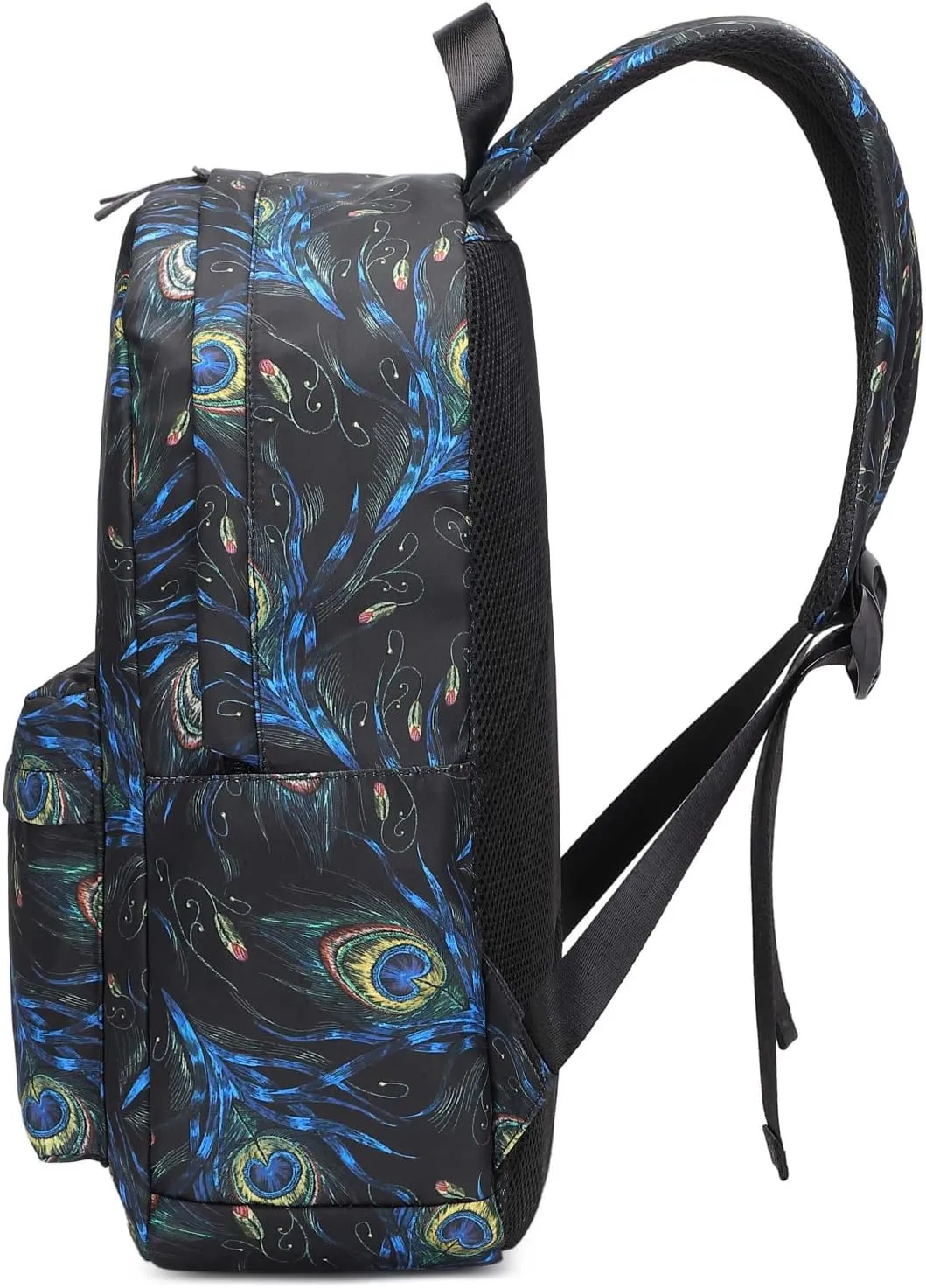 ecodudo Feather Print Girls Backpack Set for Teens Backpacks School Bookbags with Lunch Bag (Feather Black)