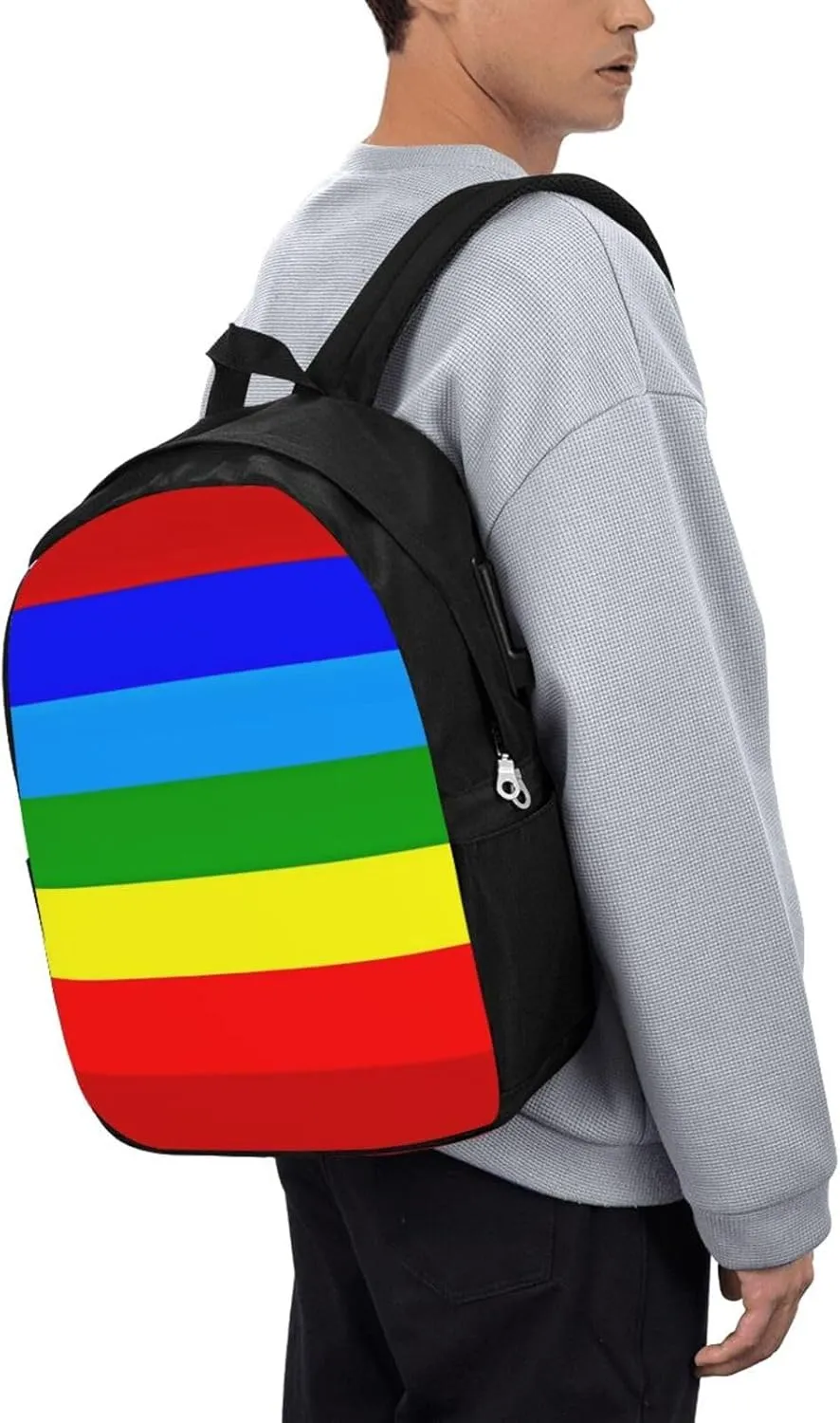 Ecuador Indigenous Flag Travel Backpack 17-Inch Laptop Backpacks Business Rucksack Casual Sport Daypack with USB Charging Port Carry-on Bag for Camping Biking