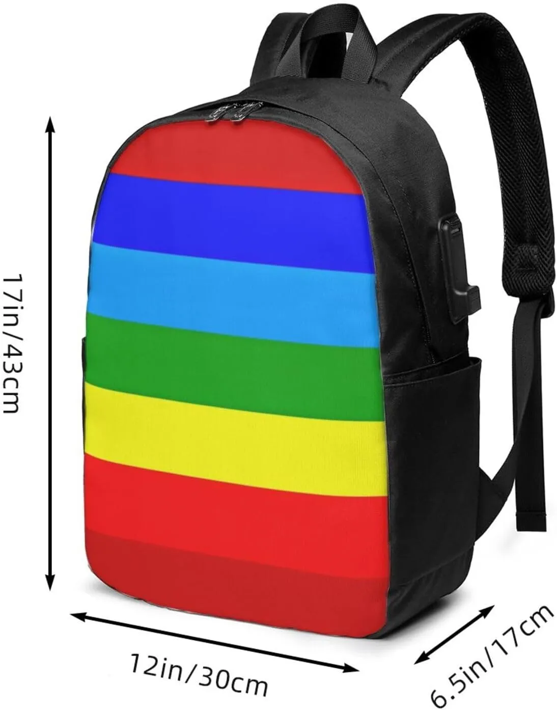 Ecuador Indigenous Flag Travel Backpack 17-Inch Laptop Backpacks Business Rucksack Casual Sport Daypack with USB Charging Port Carry-on Bag for Camping Biking
