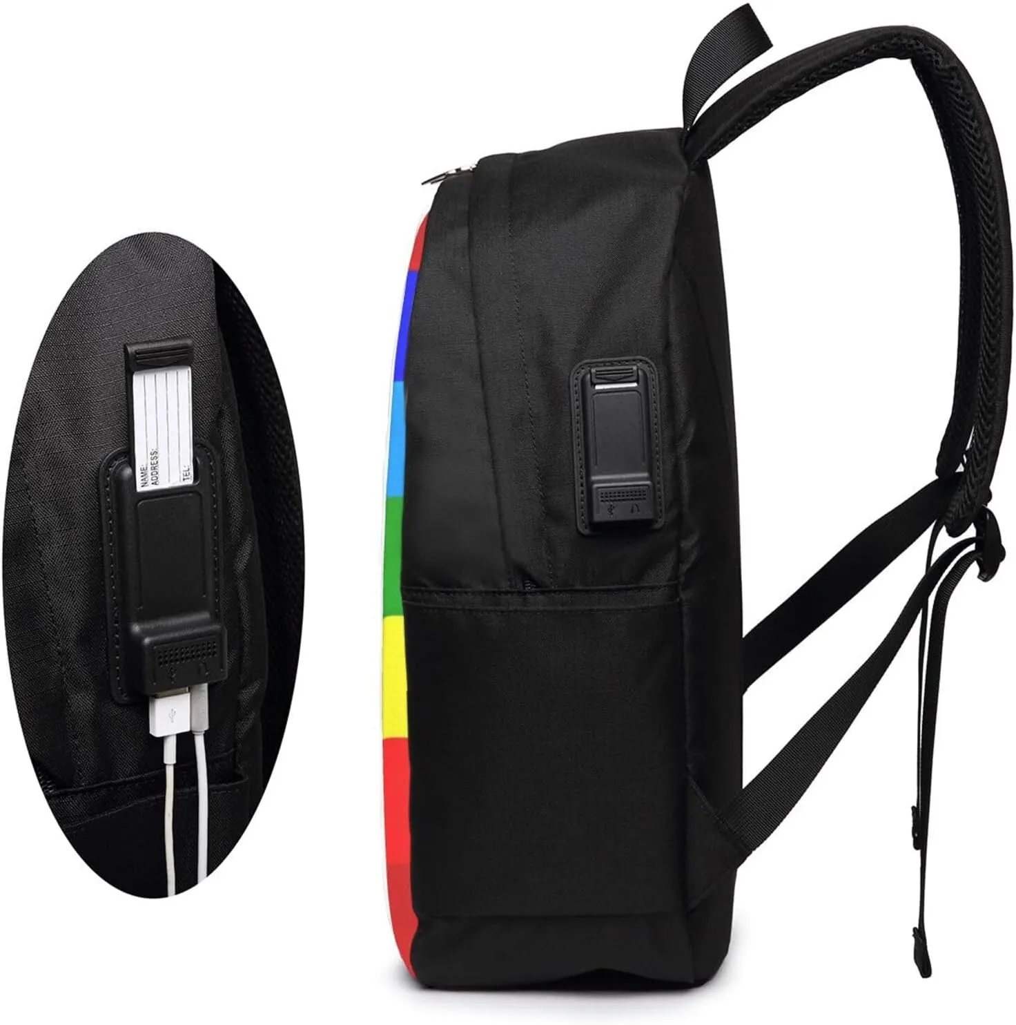 Ecuador Indigenous Flag Travel Backpack 17-Inch Laptop Backpacks Business Rucksack Casual Sport Daypack with USB Charging Port Carry-on Bag for Camping Biking