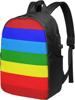 Ecuador Indigenous Flag Travel Backpack 17-Inch Laptop Backpacks Business Rucksack Casual Sport Daypack with USB Charging Port Carry-on Bag for Camping Biking