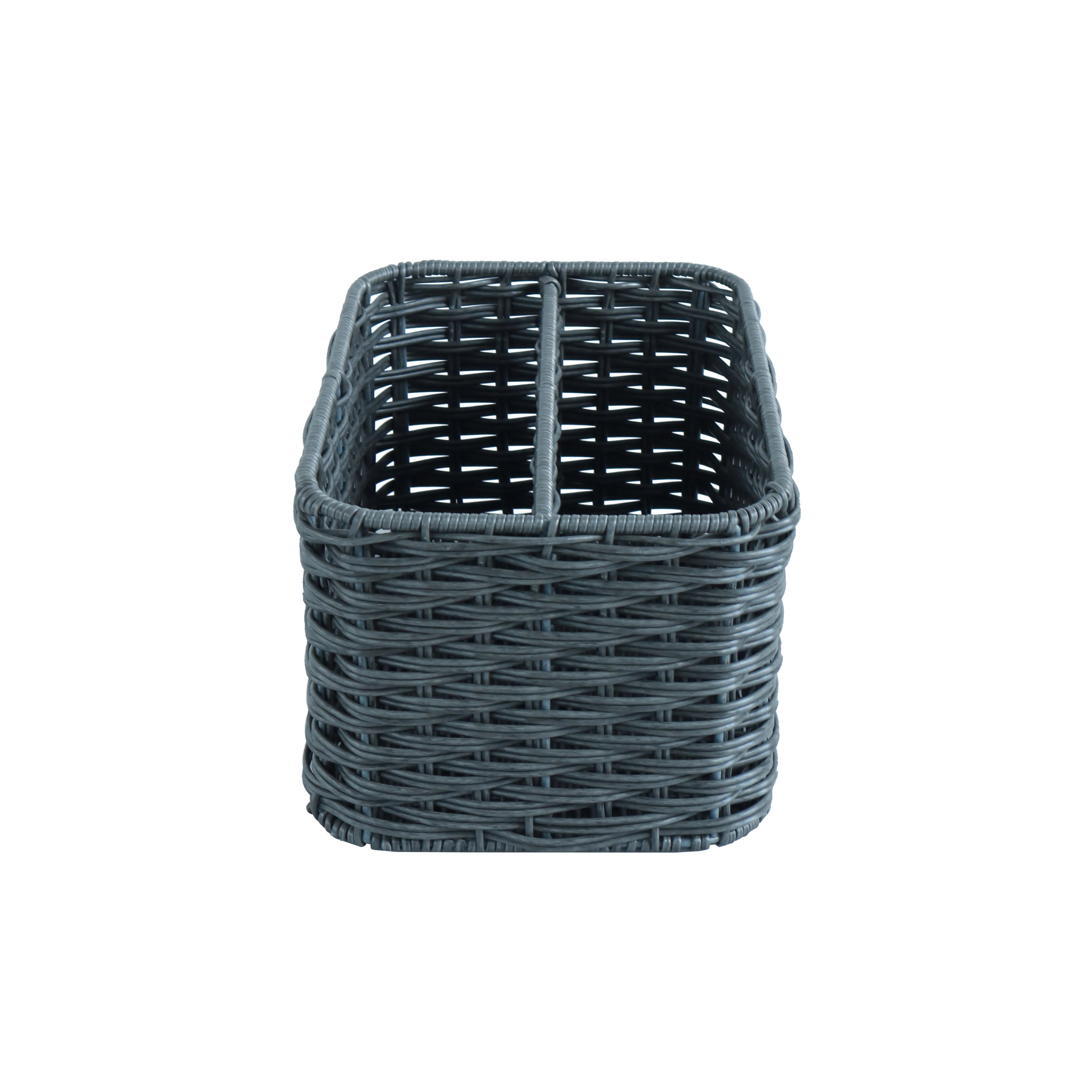Eden Grace Hand Woven Resin Wicker Basket for Storage with Iron Frame and Dual Compartments - in Tan, Gray, and White