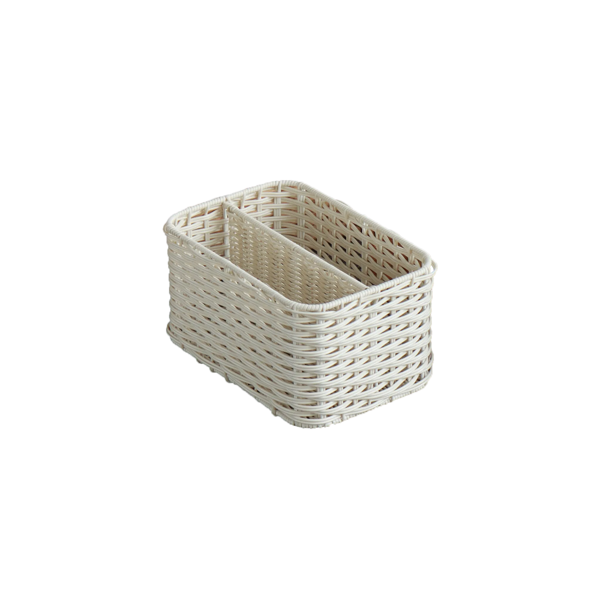 Eden Grace Hand Woven Resin Wicker Basket for Storage with Iron Frame and Dual Compartments - in Tan, Gray, and White