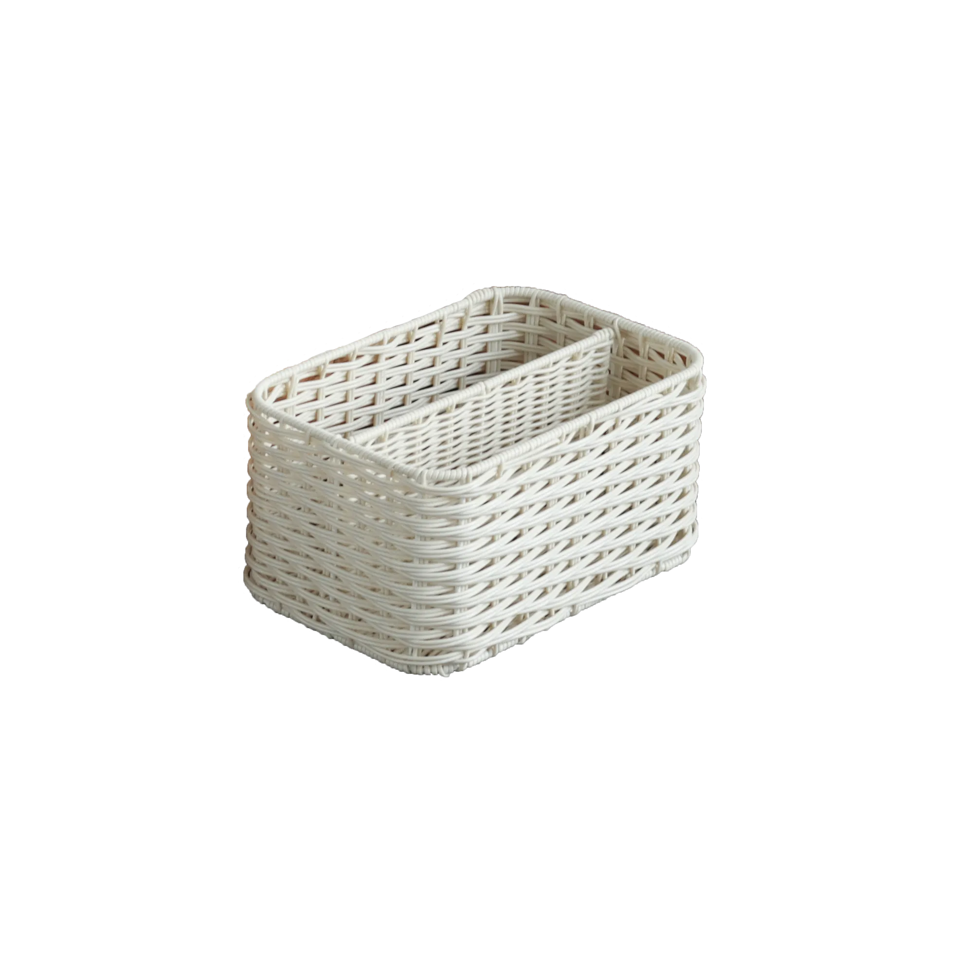 Eden Grace Hand Woven Resin Wicker Basket for Storage with Iron Frame and Dual Compartments - in Tan, Gray, and White