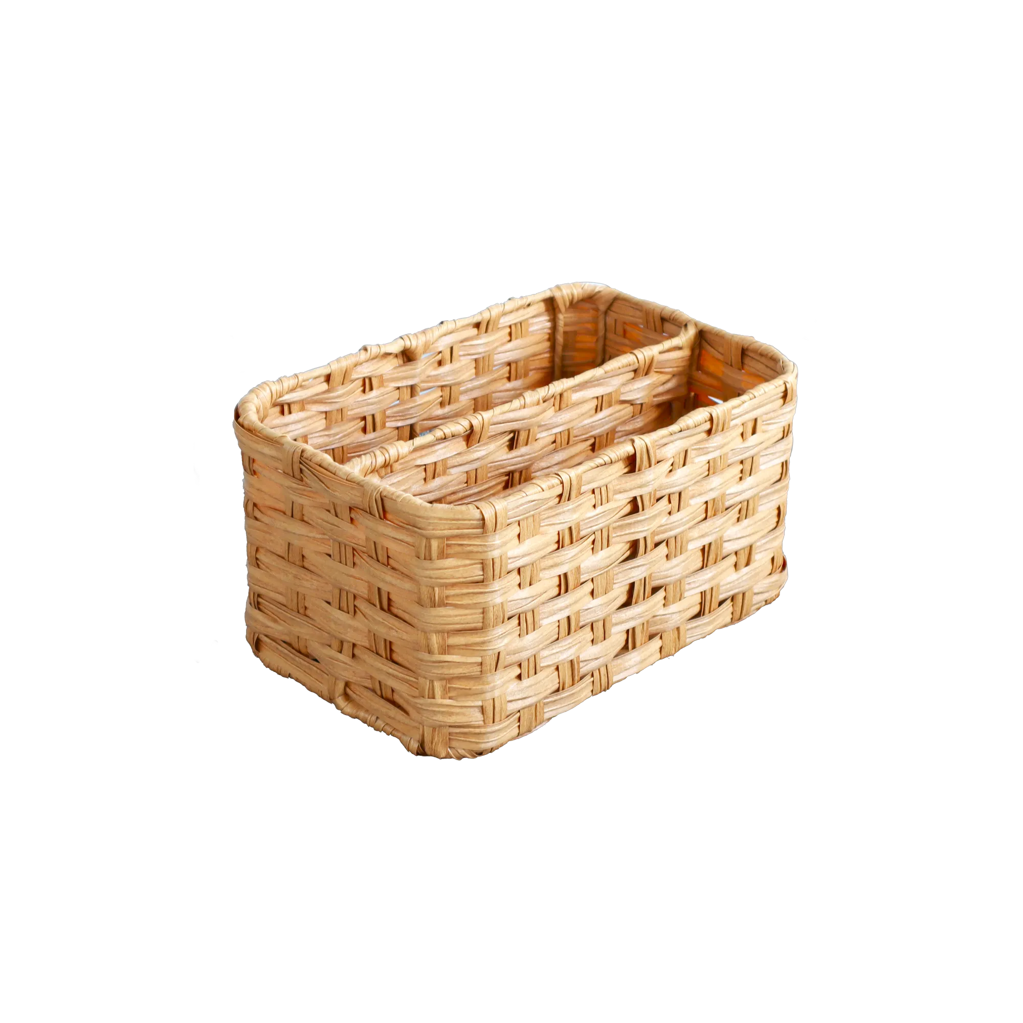 Eden Grace Hand Woven Resin Wicker Basket for Storage with Iron Frame and Dual Compartments - in Tan, Gray, and White