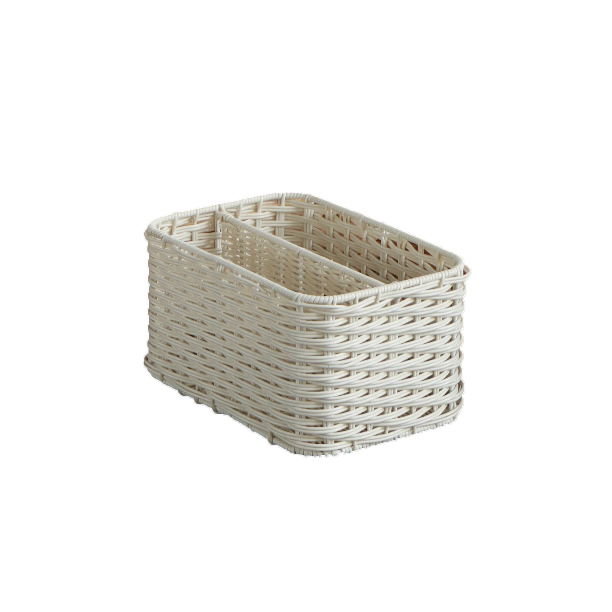 Eden Grace Hand Woven Resin Wicker Basket for Storage with Iron Frame and Dual Compartments - in Tan, Gray, and White