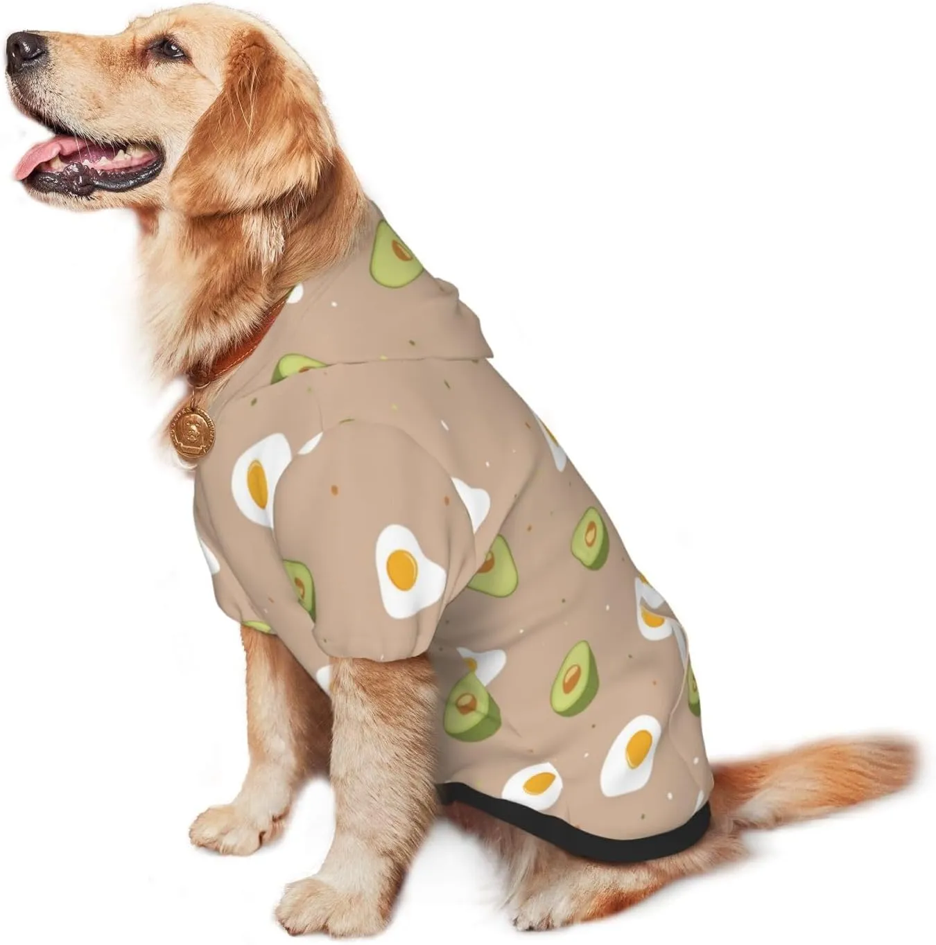 Egg and Avocado Dog Hoodie Soft and Warm Dog Hoodie Sweater with Leash Hole and Pocket Dog Winter Sweatshirt Warm Pet Clothes for Medium Large Dogs
