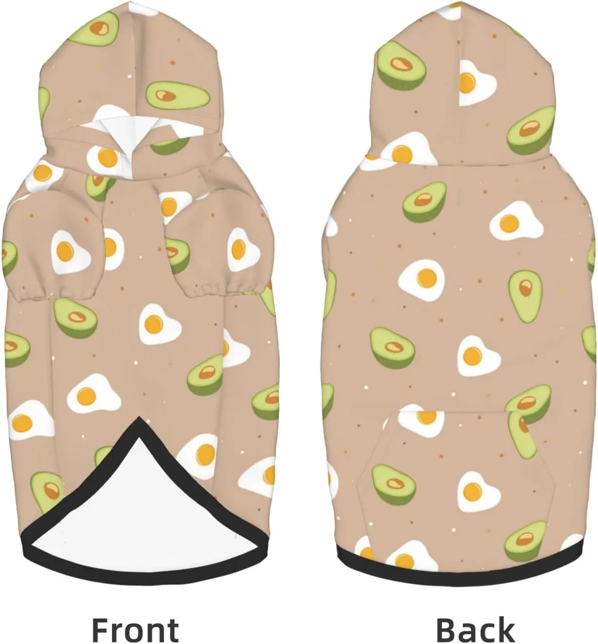 Egg and Avocado Dog Hoodie Soft and Warm Dog Hoodie Sweater with Leash Hole and Pocket Dog Winter Sweatshirt Warm Pet Clothes for Medium Large Dogs