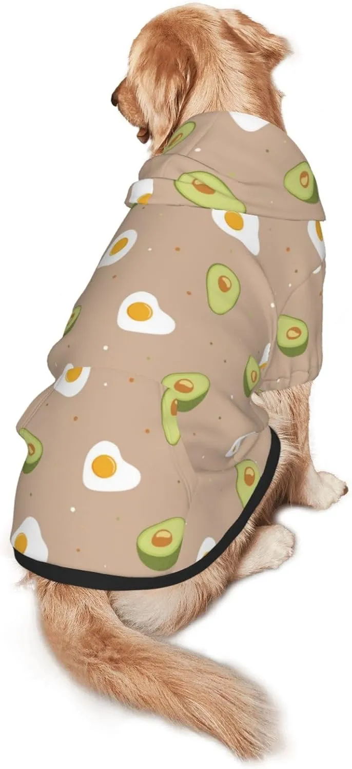 Egg and Avocado Dog Hoodie Soft and Warm Dog Hoodie Sweater with Leash Hole and Pocket Dog Winter Sweatshirt Warm Pet Clothes for Medium Large Dogs