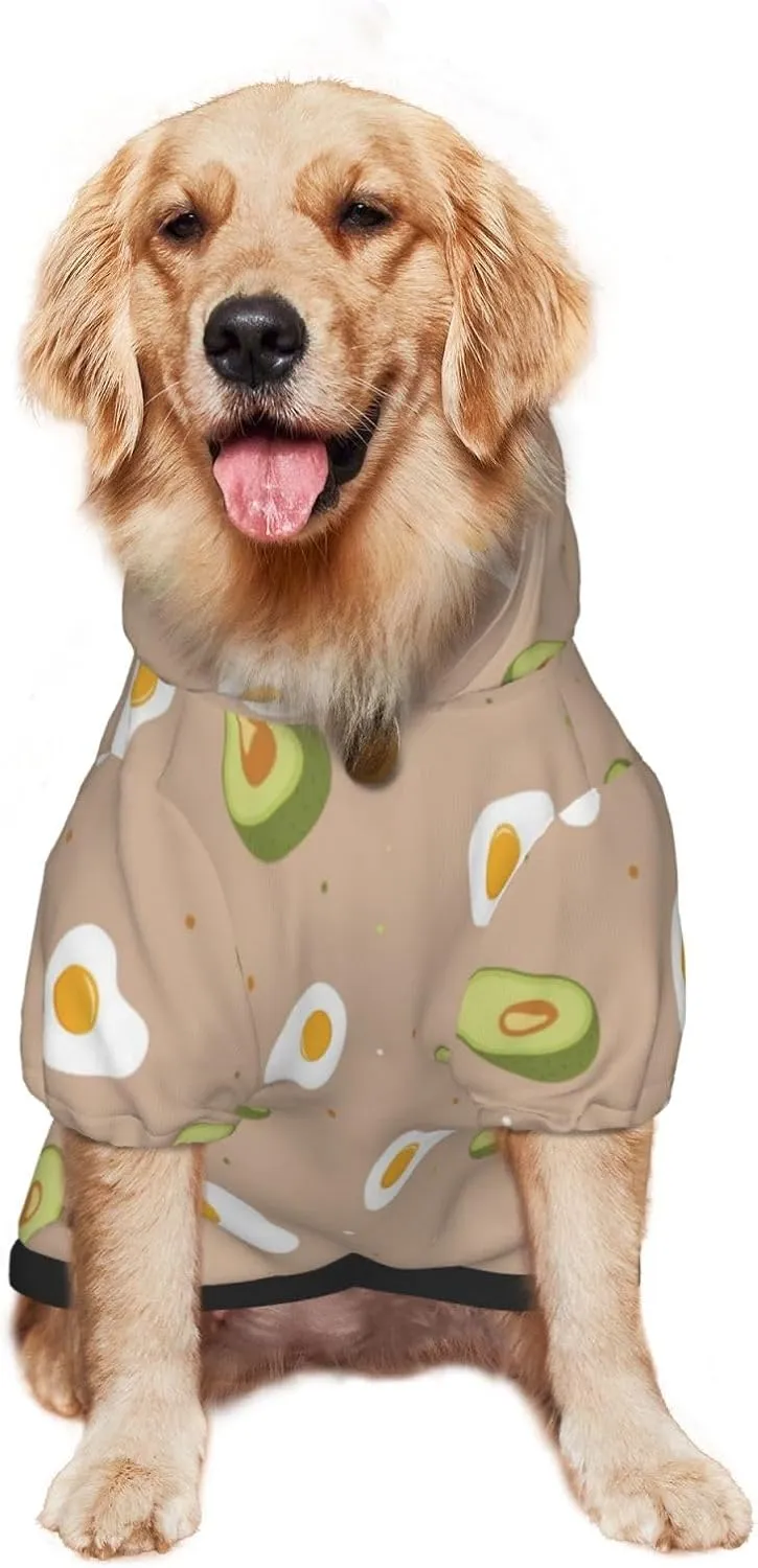 Egg and Avocado Dog Hoodie Soft and Warm Dog Hoodie Sweater with Leash Hole and Pocket Dog Winter Sweatshirt Warm Pet Clothes for Medium Large Dogs