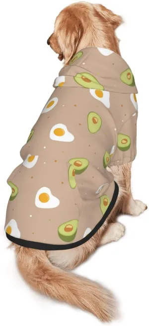 Egg and Avocado Dog Hoodie Soft and Warm Dog Hoodie Sweater with Leash Hole and Pocket Dog Winter Sweatshirt Warm Pet Clothes for Medium Large Dogs