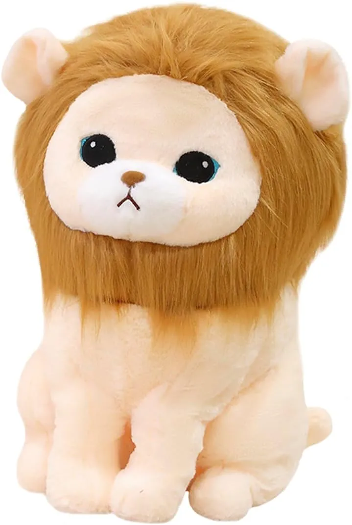 ELAINREN Ultra-Soft Brown Lion Plush Toy Lovely Lion Stuffed Animals Cuddle Lifelike Lion Plush Pillow Decor Gifts/16.5''