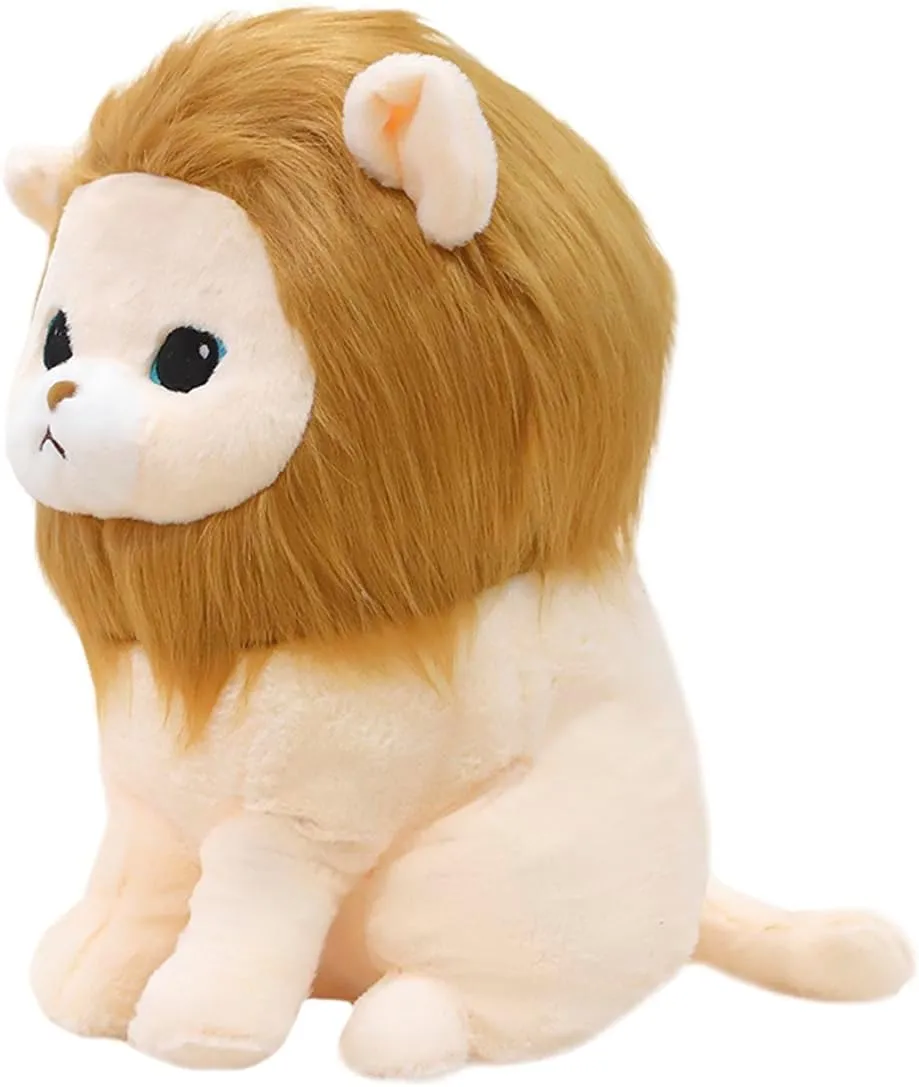 ELAINREN Ultra-Soft Brown Lion Plush Toy Lovely Lion Stuffed Animals Cuddle Lifelike Lion Plush Pillow Decor Gifts/16.5''