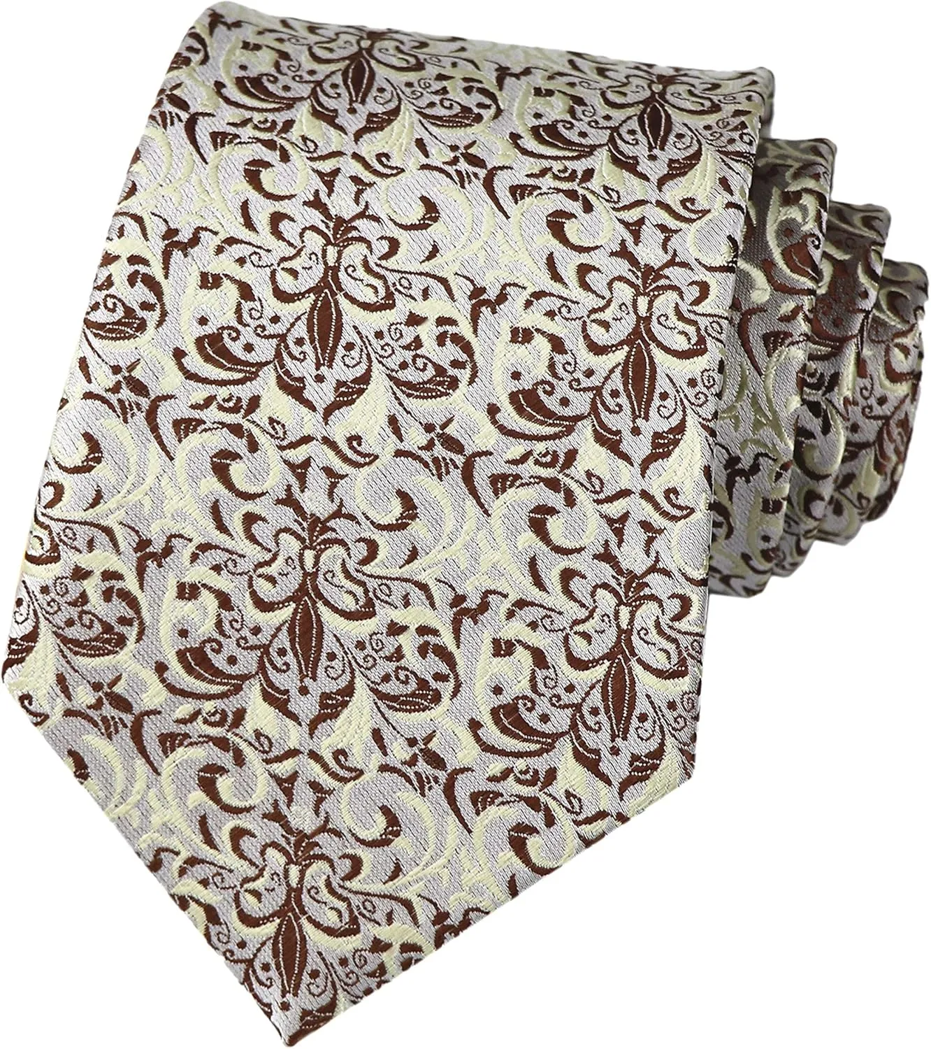 Elfeves Men's Tie Cravat Jacquard Luxury Small Floral Pattern Wedding Necktie