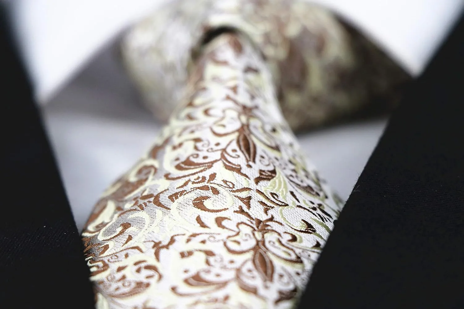 Elfeves Men's Tie Cravat Jacquard Luxury Small Floral Pattern Wedding Necktie