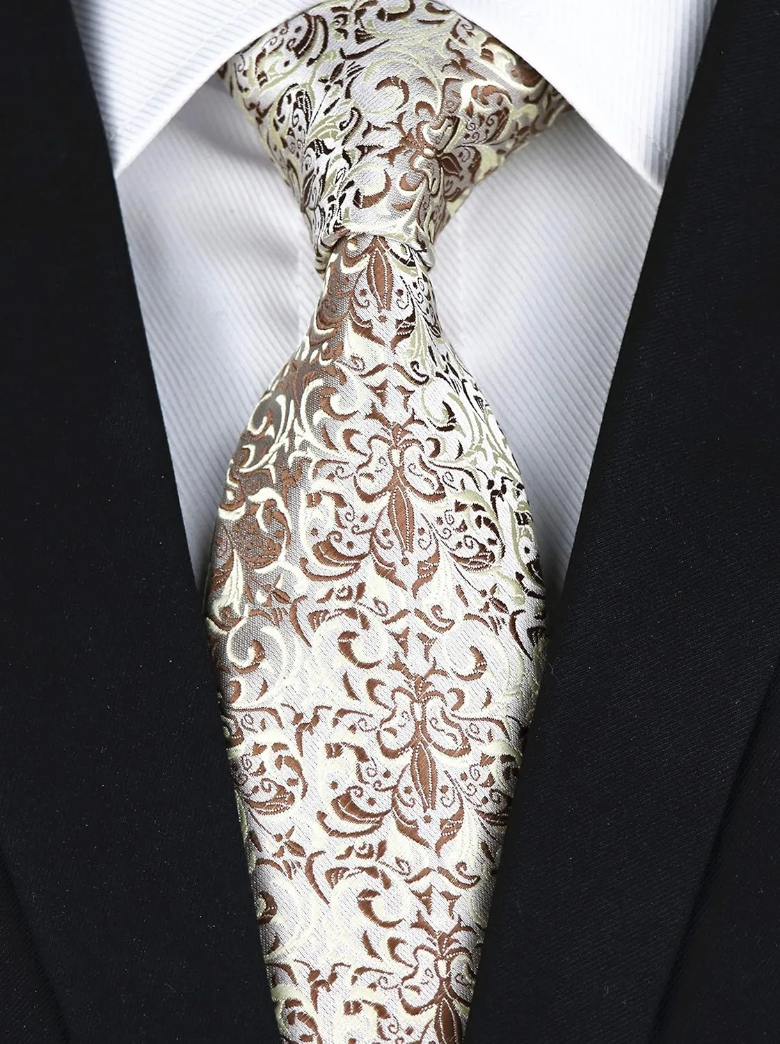 Elfeves Men's Tie Cravat Jacquard Luxury Small Floral Pattern Wedding Necktie