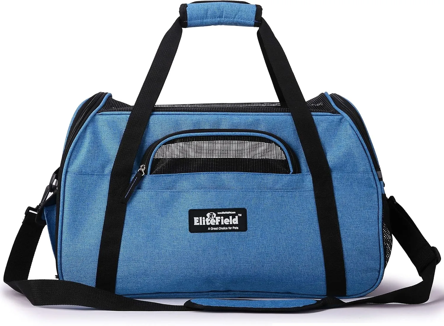 EliteField Soft Pet Carrier (3 Year Warranty, Airline Approved) Soft Sided Dog Puppy Cat Carrier Travel Bag (X-Large: 21" L x 12" W x 13" H, Sapphire Blue)