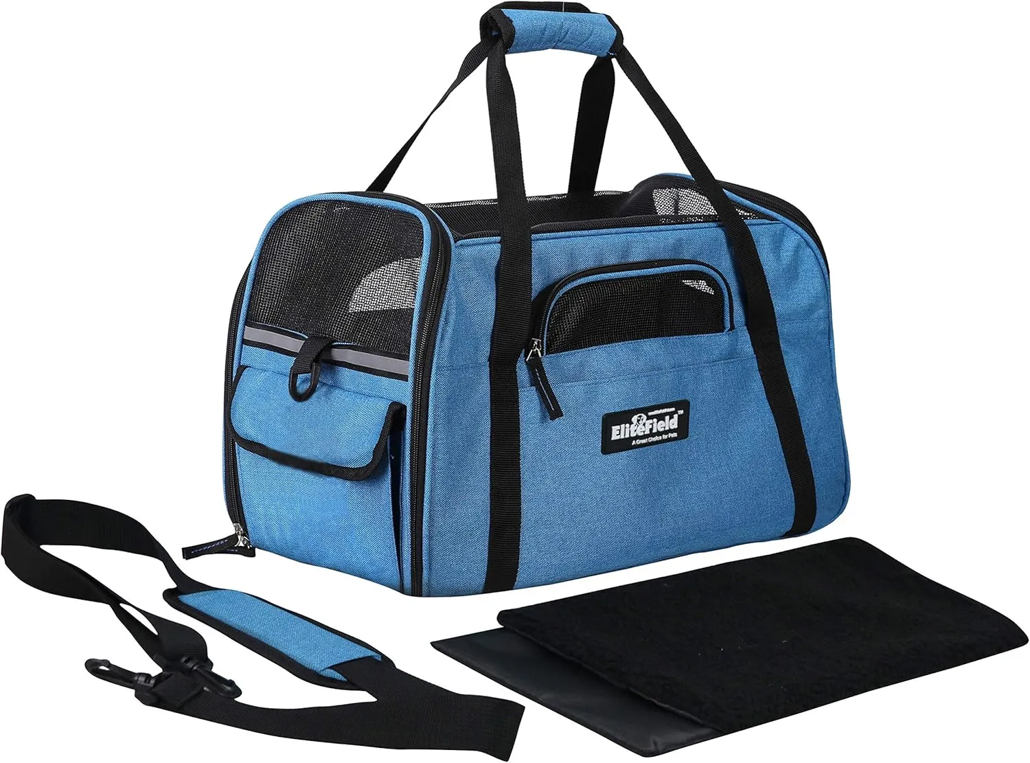 EliteField Soft Pet Carrier (3 Year Warranty, Airline Approved) Soft Sided Dog Puppy Cat Carrier Travel Bag (X-Large: 21" L x 12" W x 13" H, Sapphire Blue)