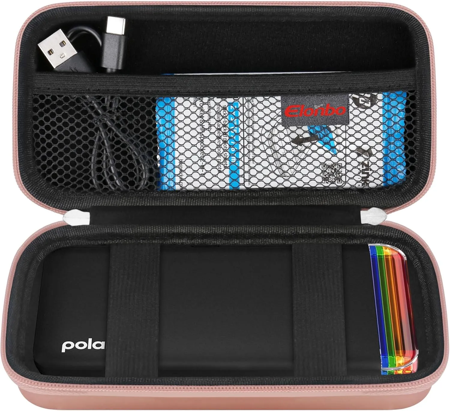 Elonbo Carrying Case for Polaroid Hi-Print   Paper Bundle- 2nd Generation Bluetooth Connected 2x3 Pocket Photo Dye-Sub Printer, Photo Printer Travel Storage Cover Protective Bag, Rose Gold