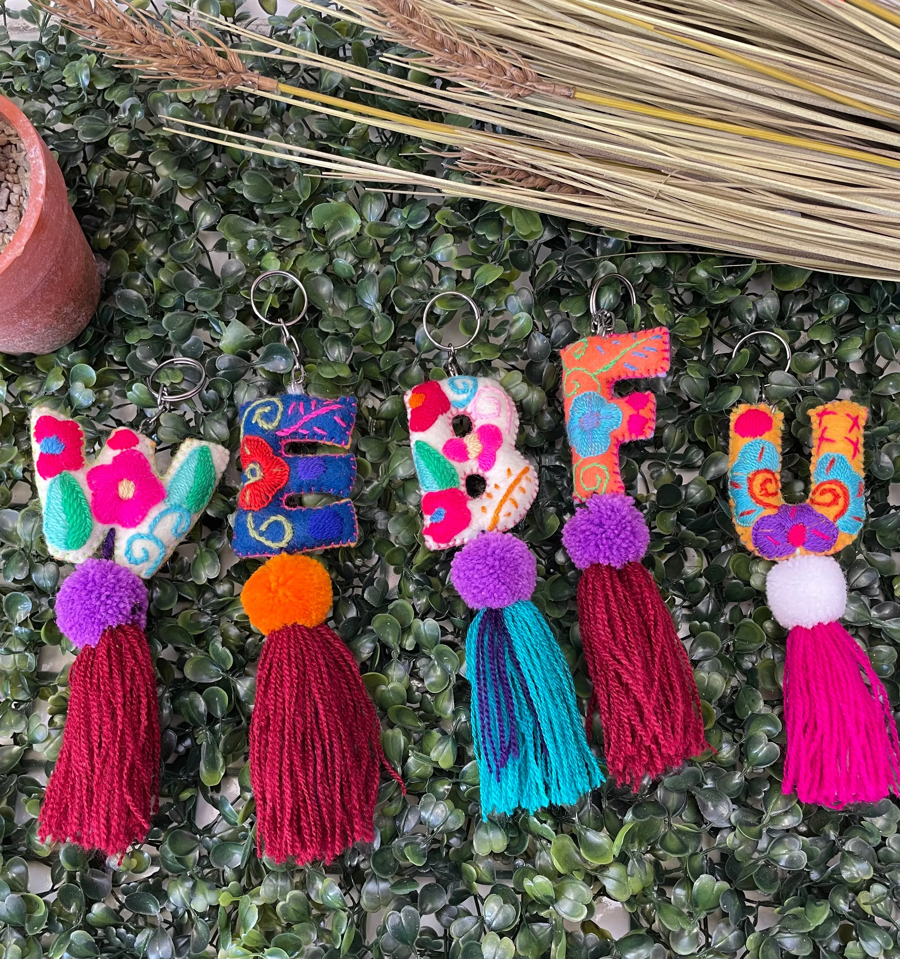 Embroidered Letters Pompom
