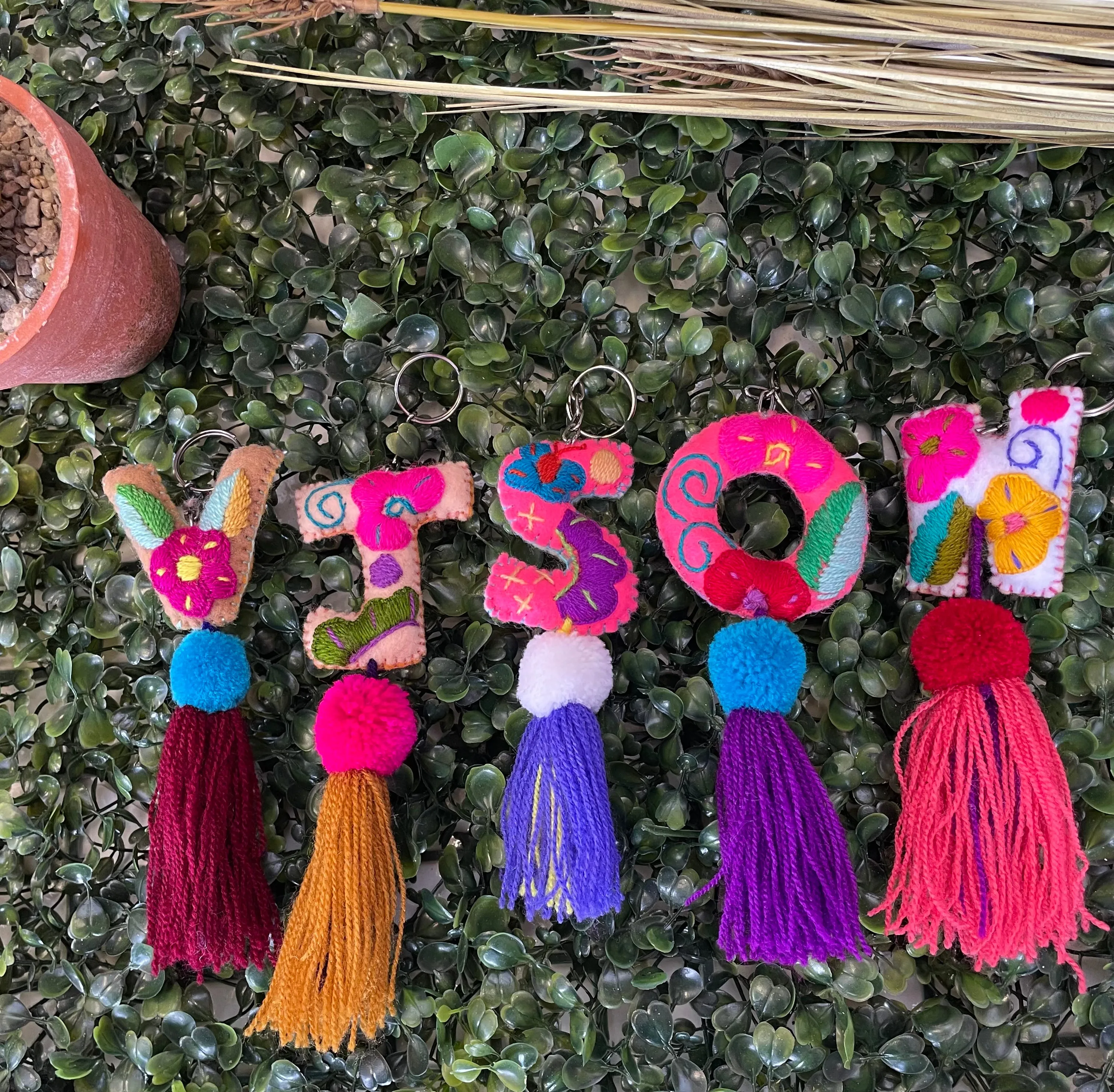 Embroidered Letters Pompom