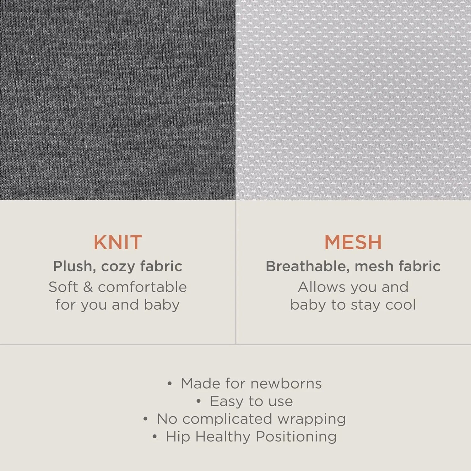 Ergobaby Embrace Cozy Newborn Essentials Baby Carrier Wrap (7-25 Pounds), Ponte Knit, Cream
