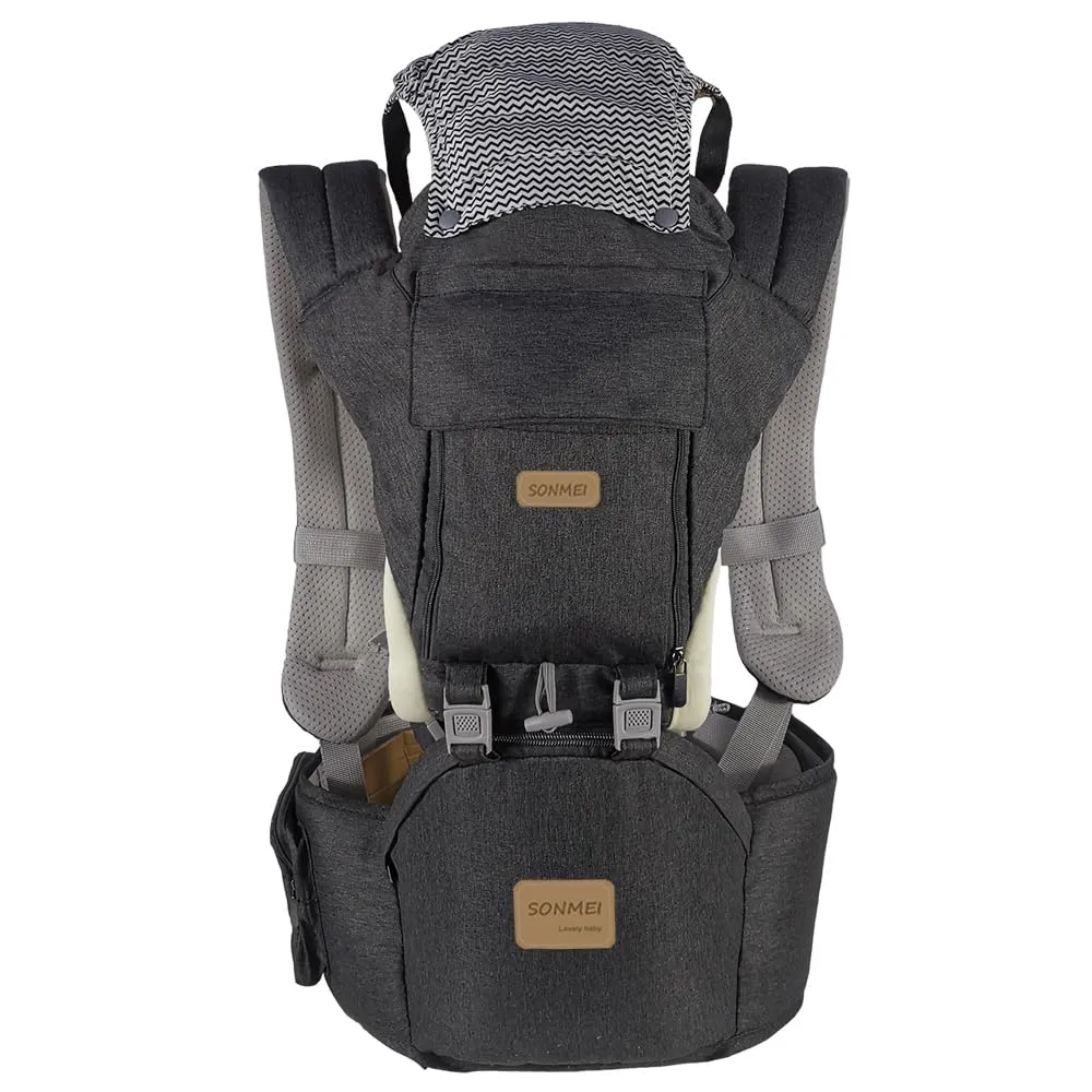 Ergonomic Baby Carrier with Hip Seat, 360° Positions, Soft and Breathable, All Seasons, for Newborns and Toddlers, Hiking Shopping Travelling