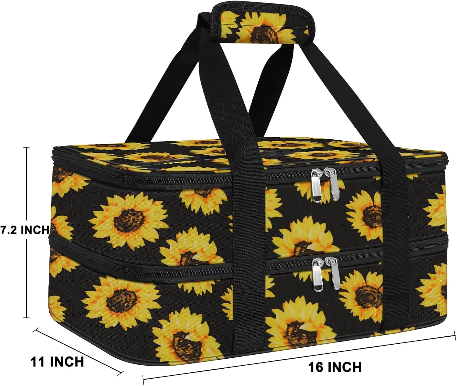 esouler Double Insulated Casserole Carrier Bag Hot & Cold Food Carrier Bag Lasagna Holder Lunch Bag for Picnics, Parties, Travel, Fits 9 x 13 Inches Casserole Dish-Sunflower