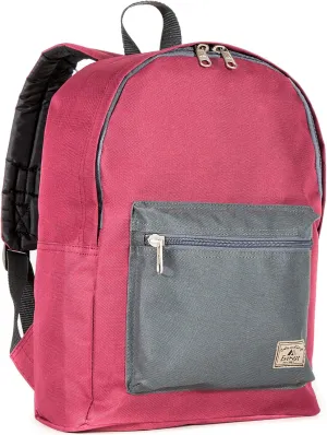 Everest Basic Color Block Backpack, Burgundy/Charcoal, One Size